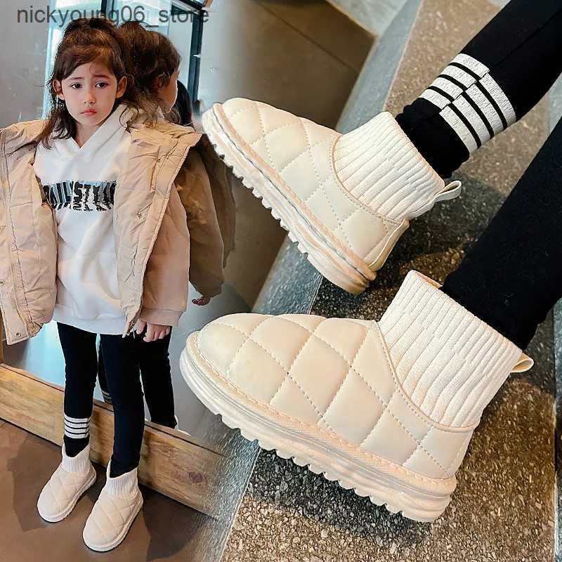 Boots Kid Snow Boots Winter Boots Plush Boy Ankle Boot Warm Girl Cotton Shoes Fashion Kid Shoe Non Slip Padded Boots Botas Nia L240910