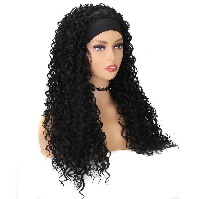Curly Wave Headband Wig for Women - Wet and Wavy Synthetic Wig with Heat Resistant Long Hair for Daily and Party UseXJ241008