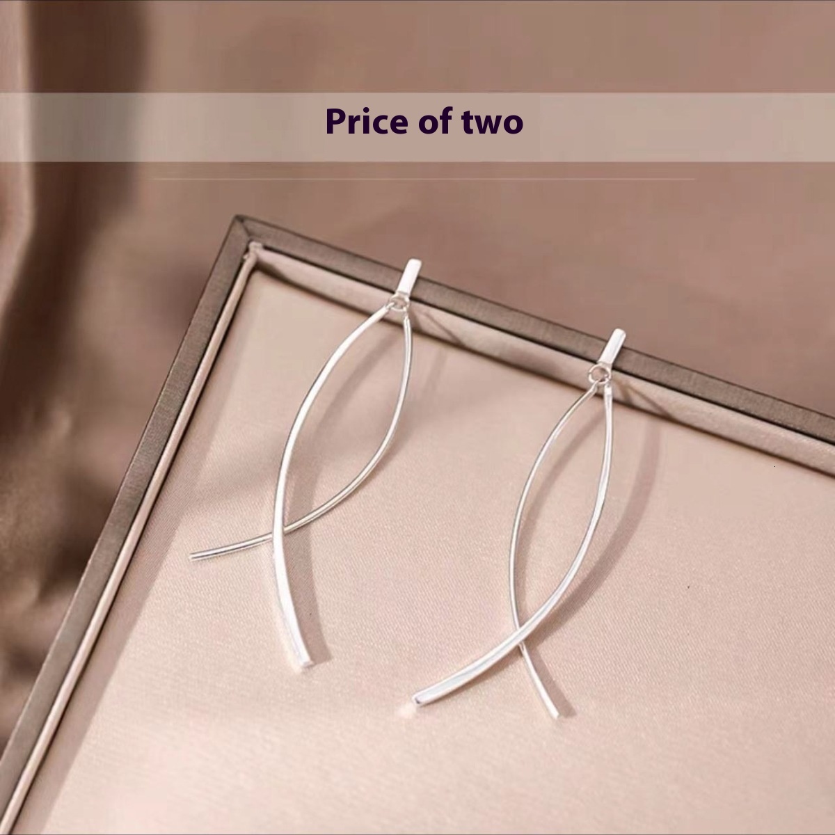 Pure sier needle crossed for women's niche, light , 2024 new earrings