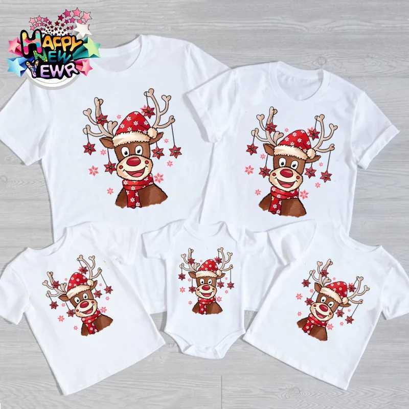 New 2022 Christmas T-shirt Cotton Family Match Shirt Father Mother Children Baby New Year Holiday T-shirt W241008