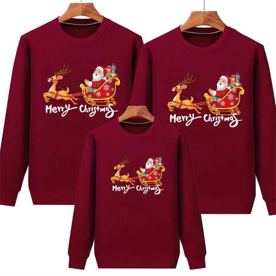 Christmas sweaters Christmas couples Santa Claus family matching hoodies embroidered mom dad child pajamas clothing W241008