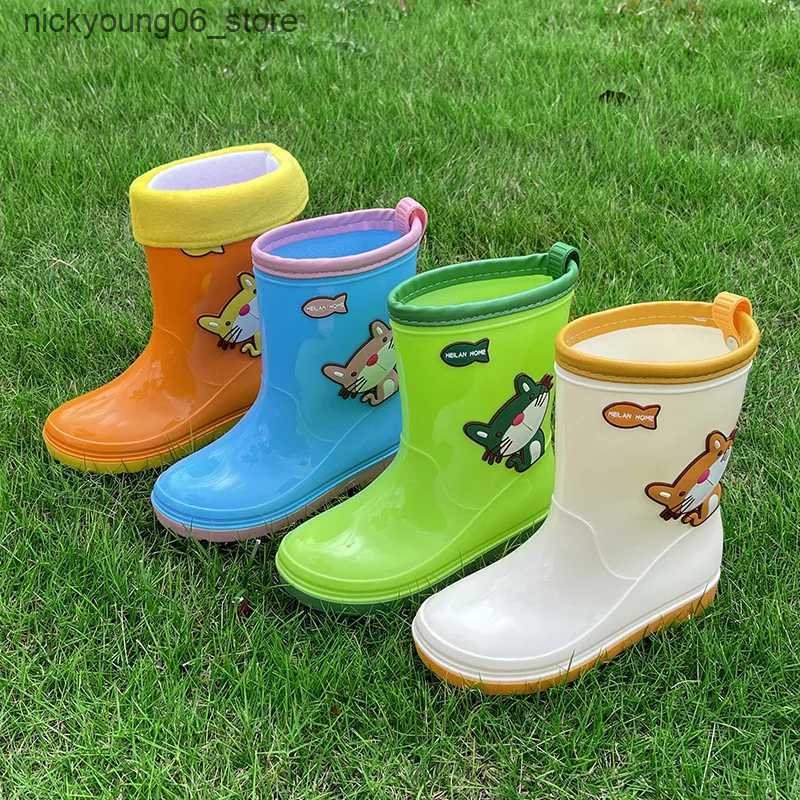 Boots Cute Cat Children Rain Boots Waterproof Anti Slip Water Shoes Kids Boys Girls Cartoon Rubber Boots Four Seasons Student Botas L240910