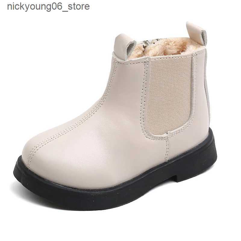 Boots Thick Cotton New Fashion Childrens Boots Boys Britain Style Girls Fashion Snow Boots Kids Chelsea Boots Warm Non-slip Simple L240910