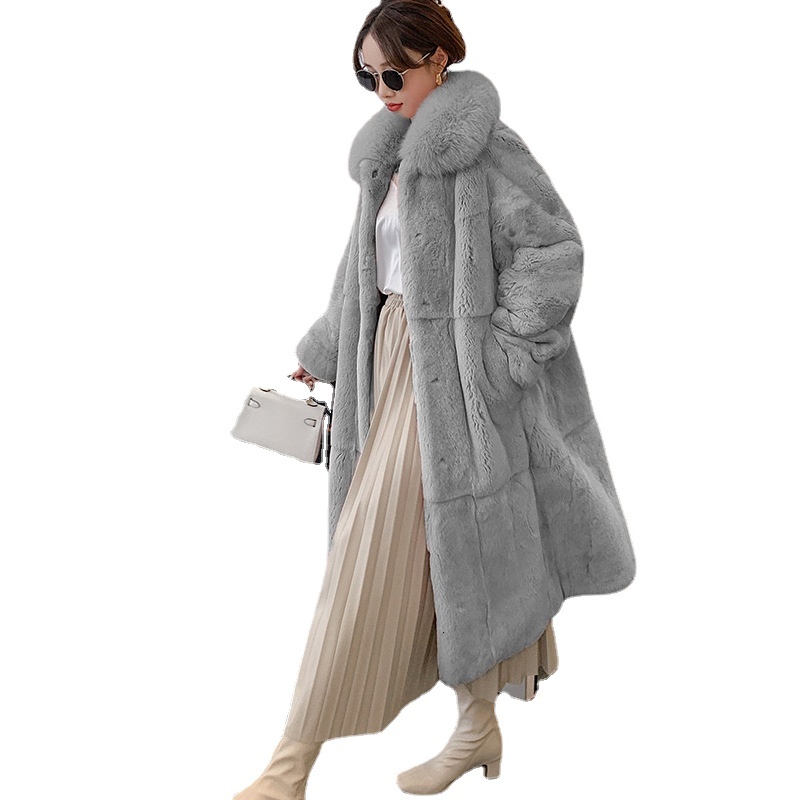 Big Collar Faux Fur Women Winter Lapel Long Plush Coat Dropped Sleeves Fashion Fluffy Jacket Teddy Female Overcoats 5Xl