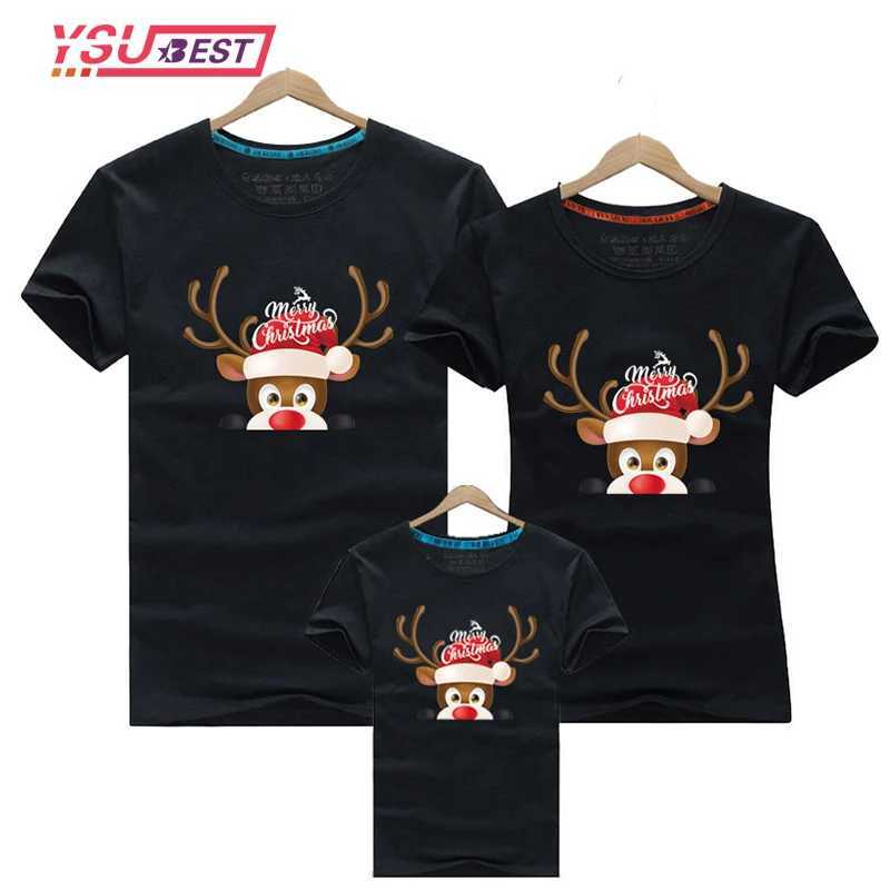 2020 Christmas Deer Dad Mom Baby Family Set Family Appearance Christmas Family Matching Clothing Mother Daughter Father Son T-shirt W241008