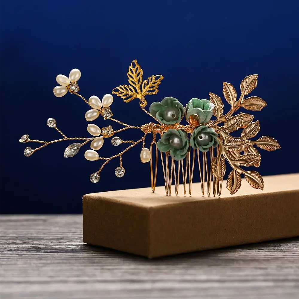 Luxury Blue Flower Hair Comb White Hair Vine Headwear Bridal Wedding Hair Accessories Diamond Hair Jewelry Hair Pin W241007