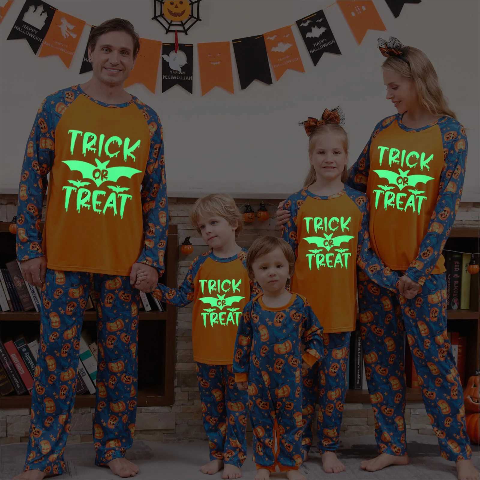 New 2024 Halloween Matching Clothes for Family Couples Night Suit Skull Print Adults Kids Pajamas Set Baby Romper Soft PyjamasXJ241008
