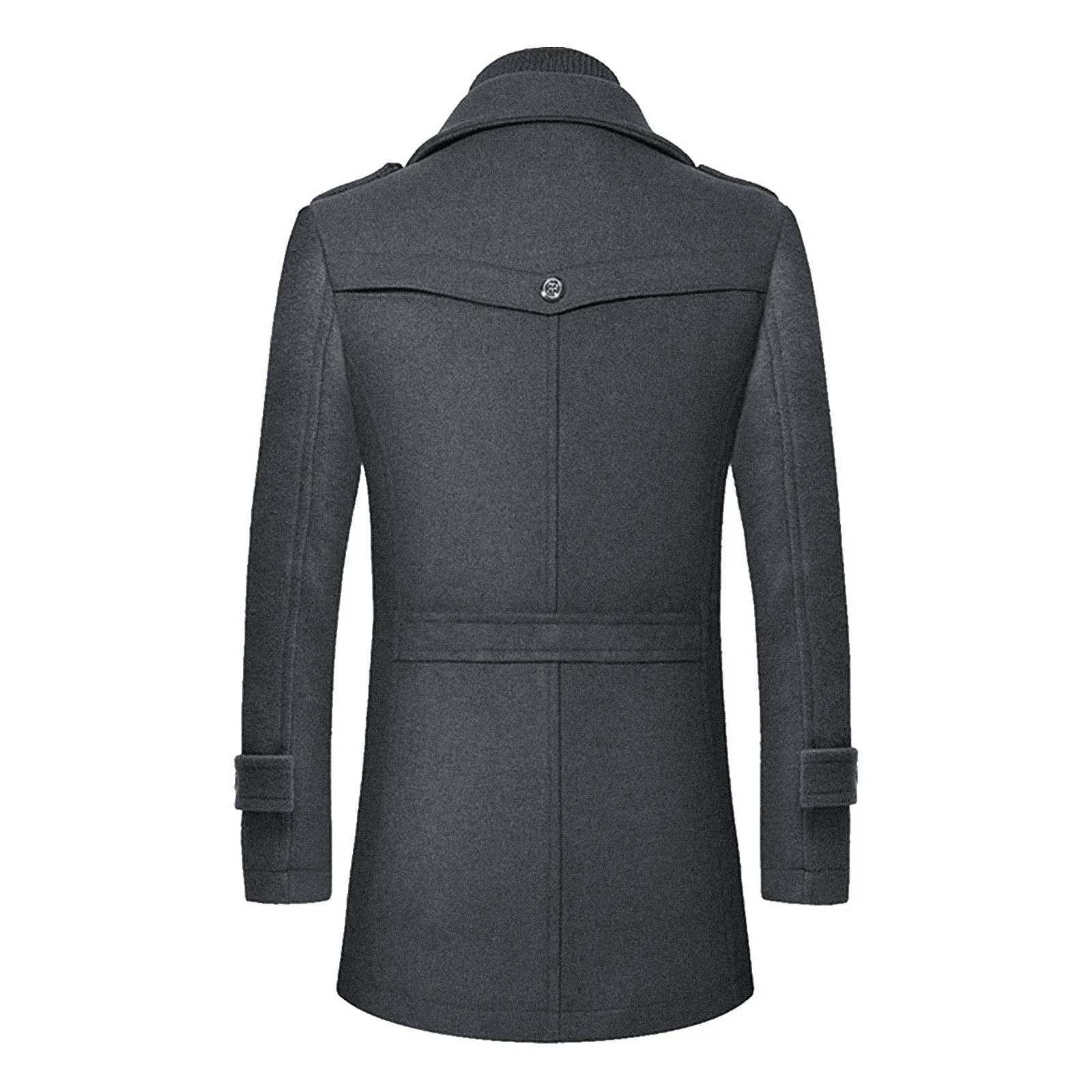 Mens windproof jacket winter autumn mens windproof wool coat mens new solid casual thick slim cut slotted jacket W241007
