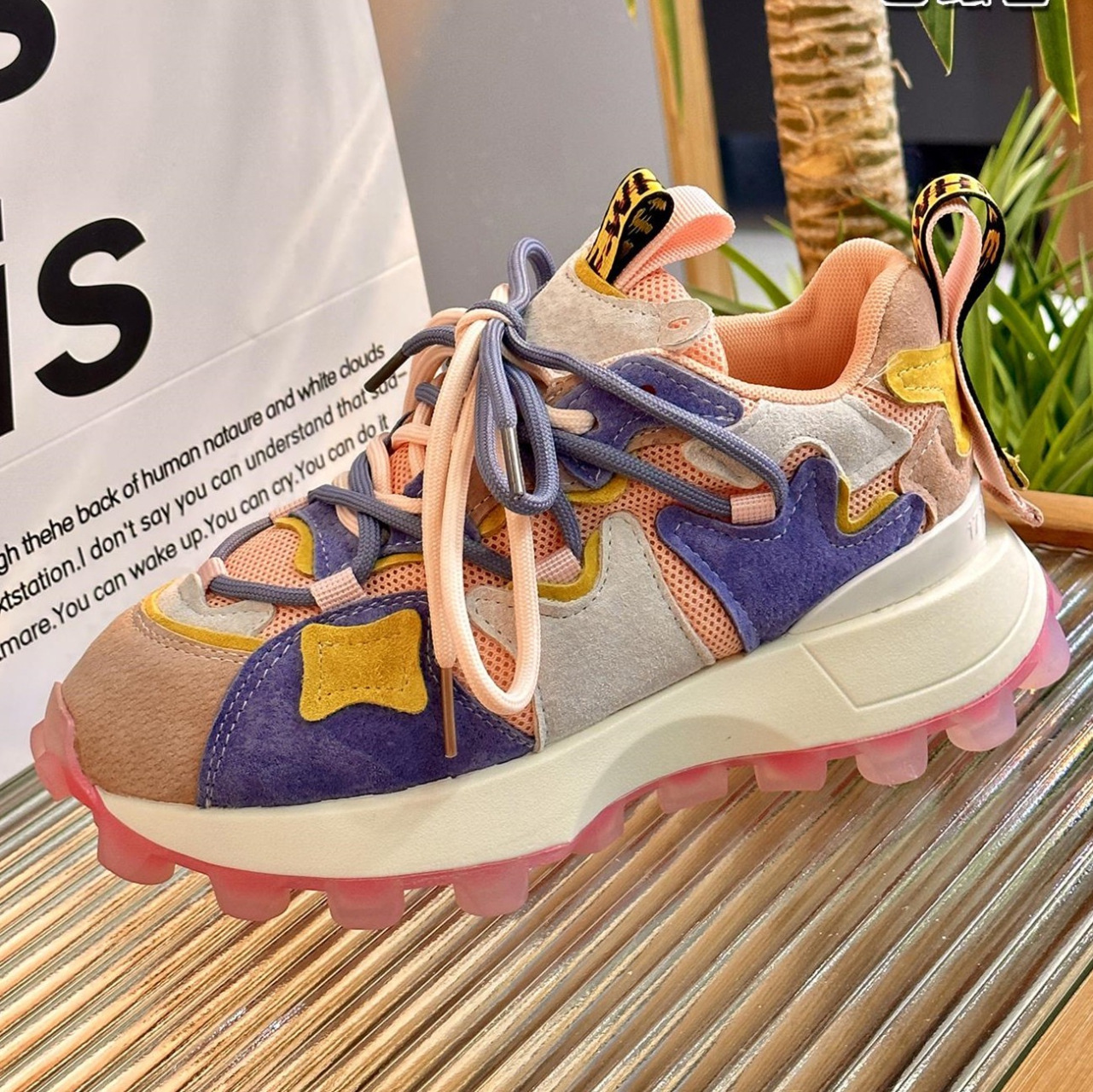 Women's 2024 Autumn New Thick soled Color blocked Casual Sports Shoes