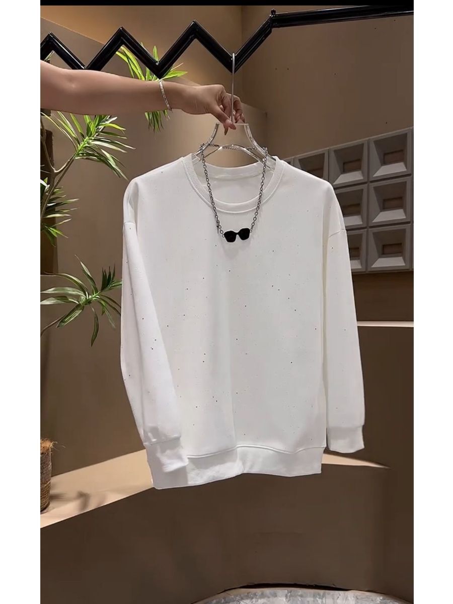 2024 autumn and winter new men's fashion versatile simple starry sky light luxury round neck hoodie trendy T