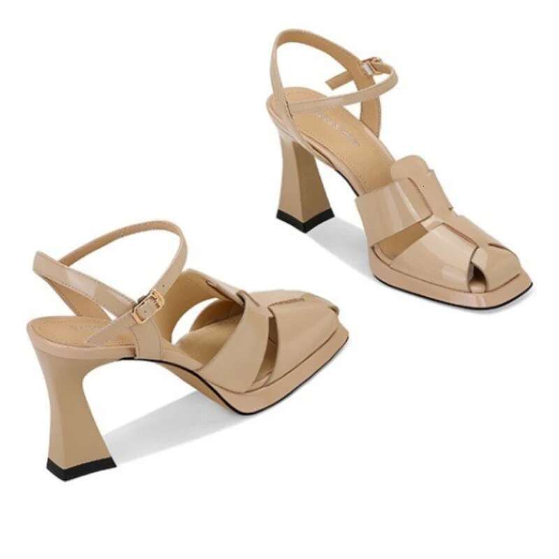 New Fashion Pointed Toe Genuine Leather Sandals Woman Sexy High Heels Ladies Summer Party Wedding Platform Shoes Women Sgback