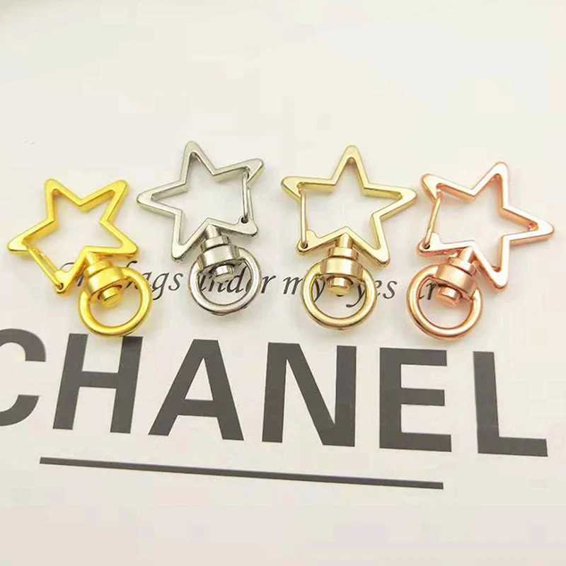 10pcs New Cute Star Pentagram Hollow Key Chain Key Ring Keychain DIY Accessories Lobster Clasp Jewelry Making FindingsX241008