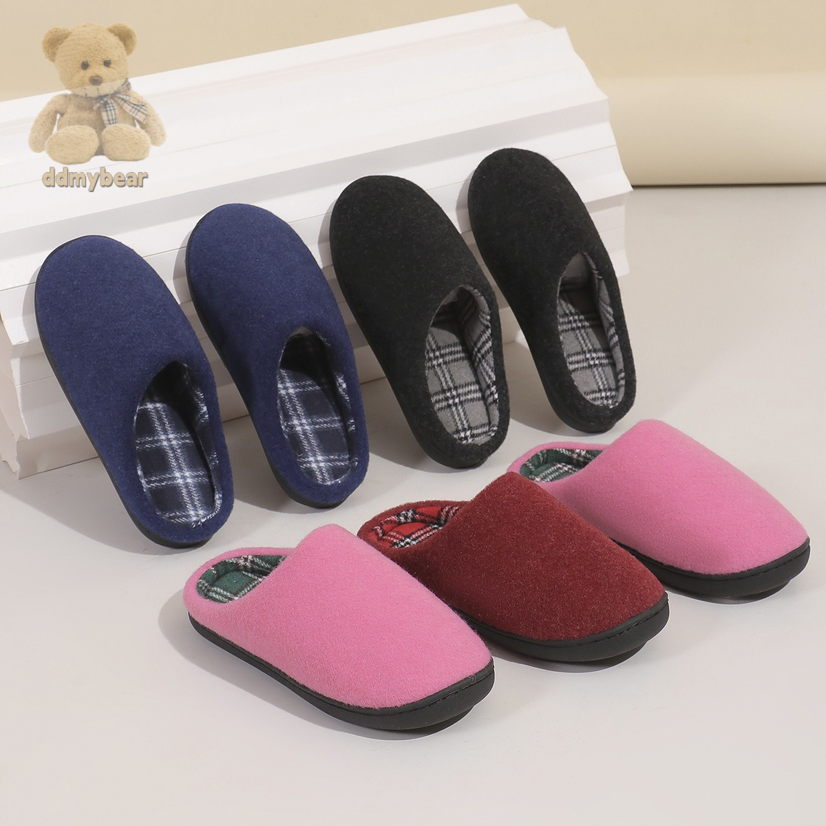 Ddmybear New Winter Cotton Solid Color Home Anti Slip Warm Leisure Thick Comfortable Soft Bottom Hairy Slippers Chinese Brand Shoes F1008-12.5