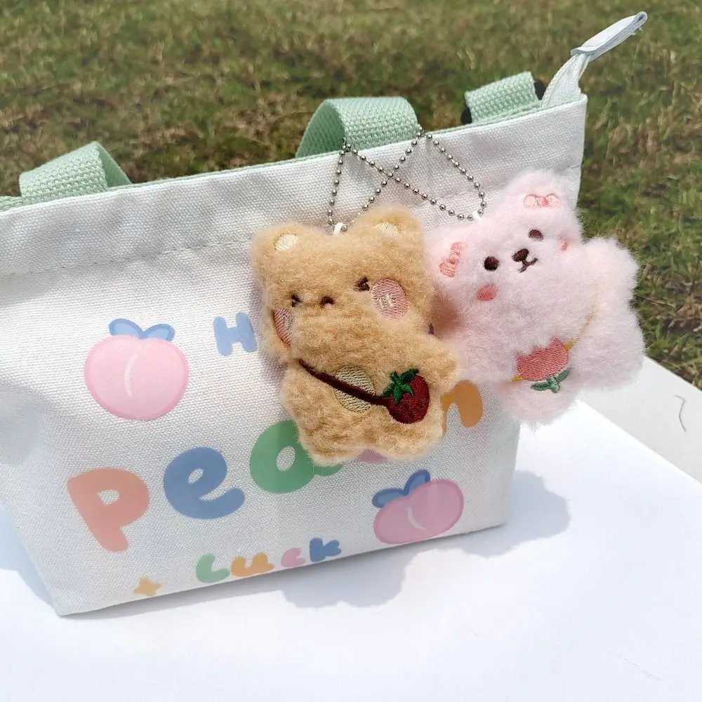 Hobbies Plush Bear Shaped Keychain Blue Pink White Pink Mini Key Pendant Stuffed Animals ToyX241008