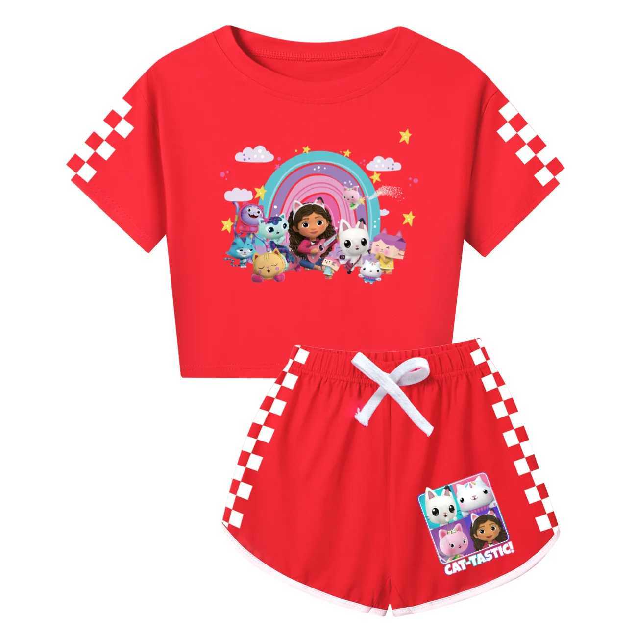 Gabby Dollhouse clothing childrens summer vacation set girls family matching clothing childrens Gabby chat T-shirt shorts 2-piece set W241008