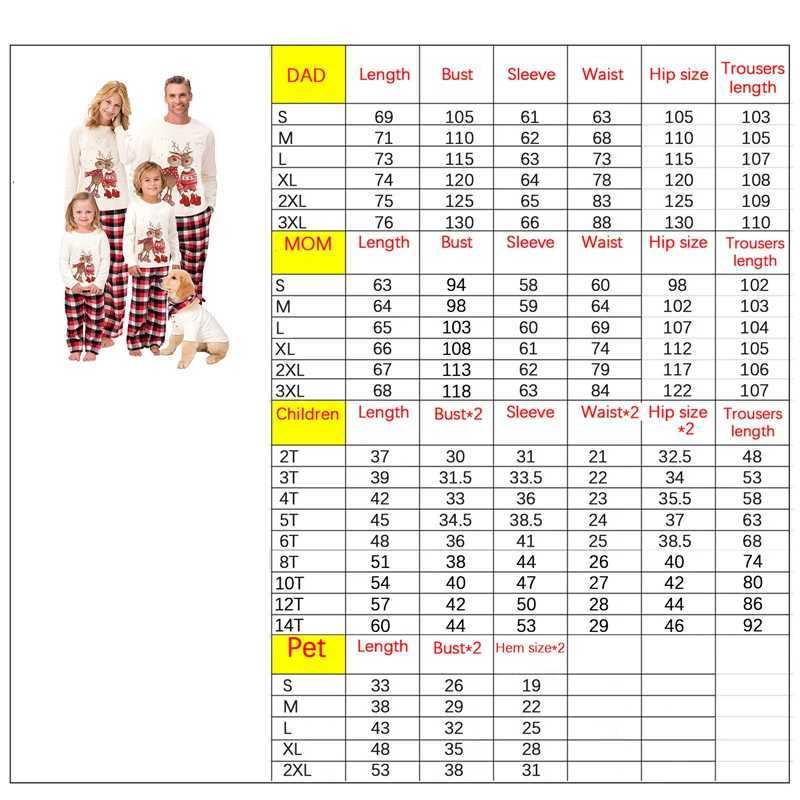Dog Family Christmas Matching Pajama Set Cartoon Elk Printed Long Sleeve T-shirt Flat Pants Parents and Childrens Clothing W241008