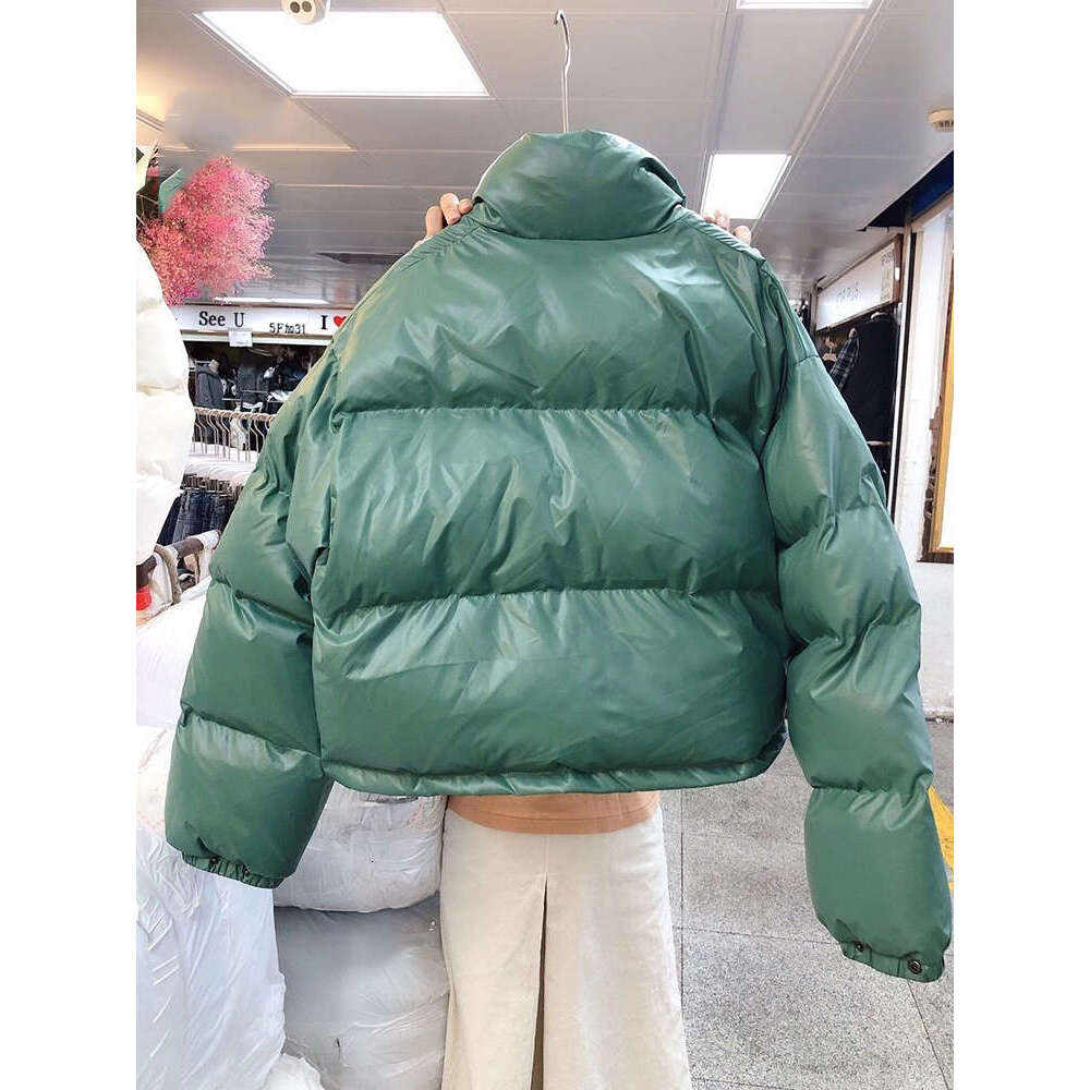 Cotton Padded Glossy Snow Parka Women Winter Waterproof Oversize 2Xl Coat Stand Collar Thickened Puffer Jacket 2023 New