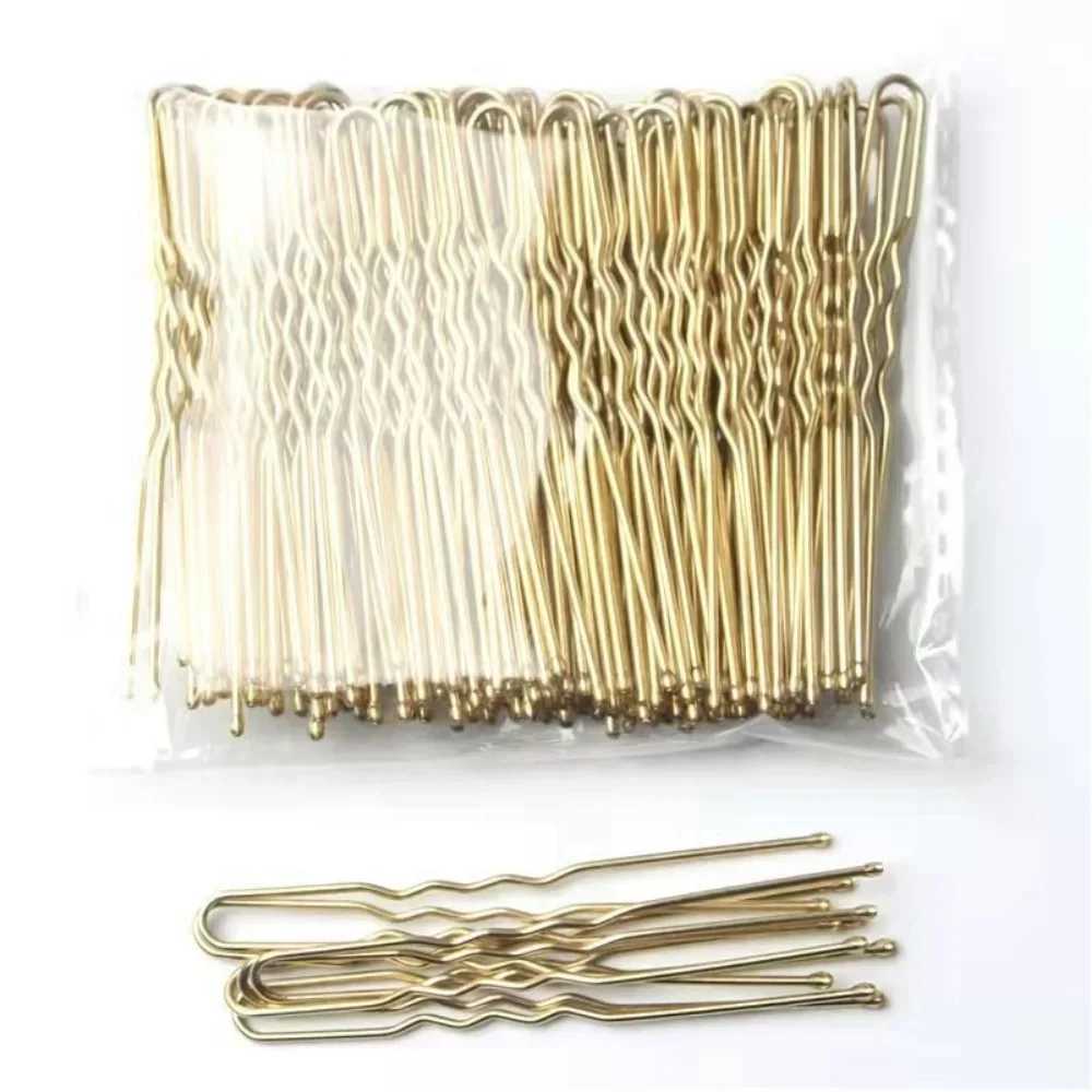 50pcs 5cm womens U-shaped hair clip wavy hair clip metal Bobby pin bucket bridal hair clip W241007