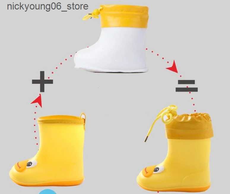 Boots Childrens Rain Boots Boy Girls Solid Colour Waterproof Rain Boots Comfy Non Slip Durable Water Shoes For Kids Outdoor L240910