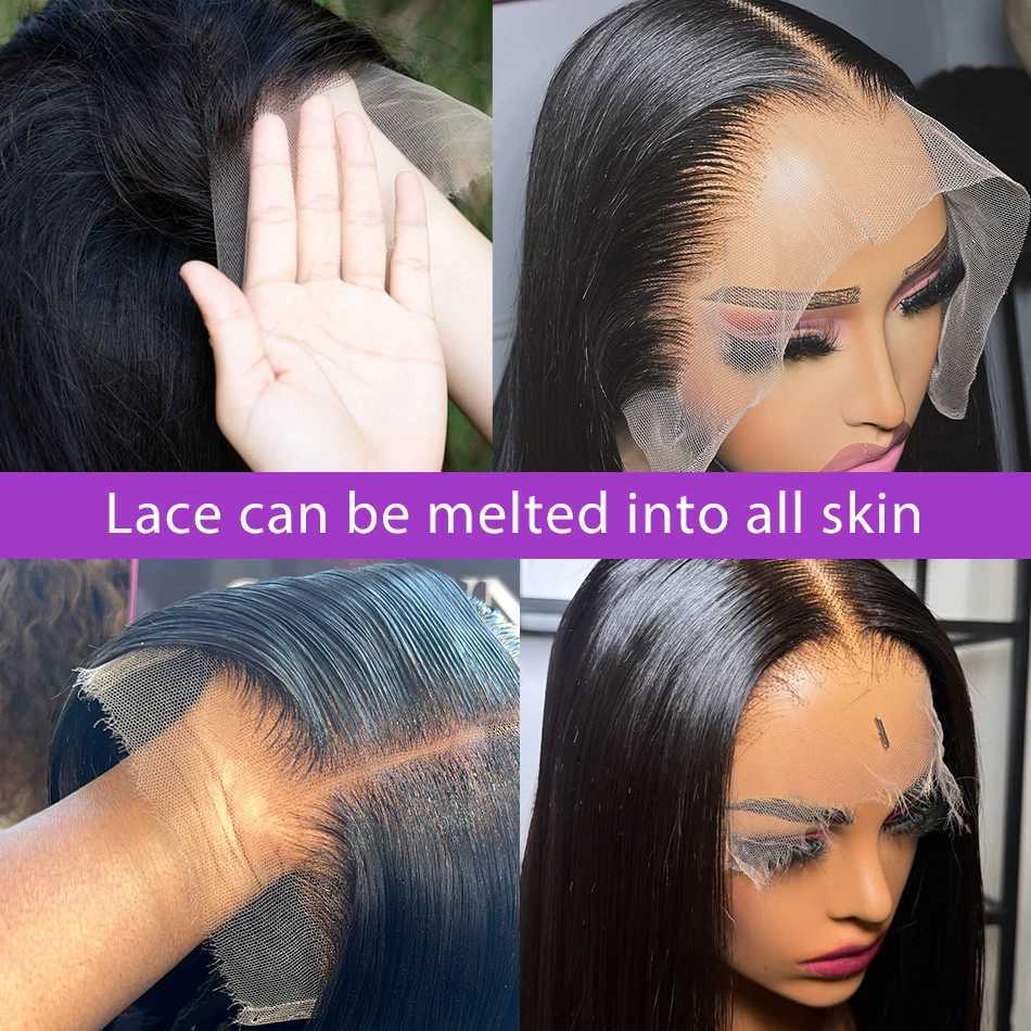 30 40 Inches 13x4 HD Transparent Lace Frontal Wig Brazilian Straight 13x6 Lace Front Human Hair Wigs Pre-plucked 220% For WomenXJ241008