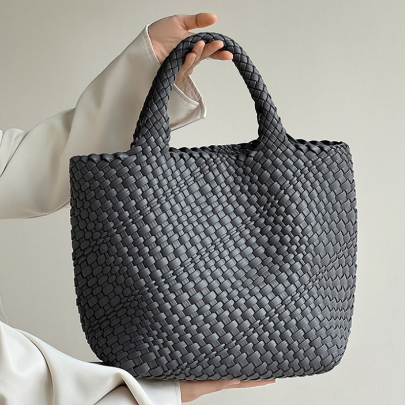 Fashion Versatile Solid Color Feminina Handbag Daily Large Capacity Shopping High Quality Casual Woven Tote Bag