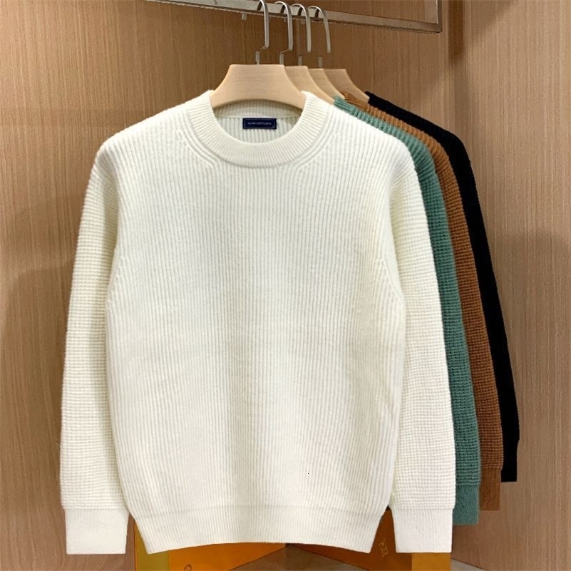 Soft Warm Autumn Winter Sweater ONeck Solid Casual Men Knitting Pullover Comfortable Dropped Shoulder Sleeves Sweaters 240927