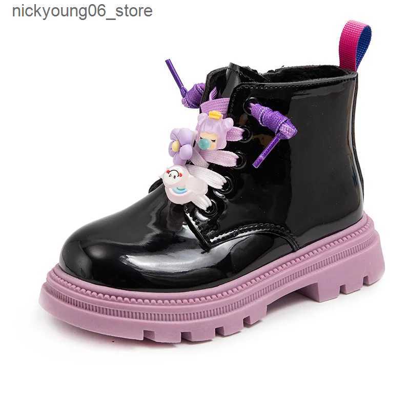 Boots Kids Boots For Girls Winter Warm Shoes for Children Fur Boots Chelsea Ankle Girls Toddlers Platform Booties PINKPURPLEBLACK L240910