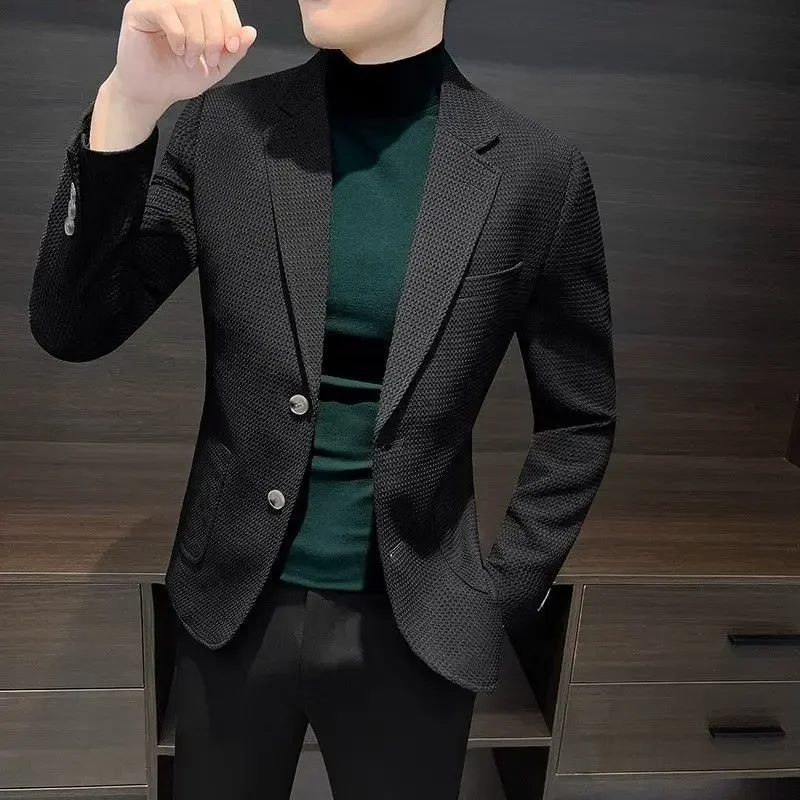 Dress Jackets Slim Fit Coats Jacket for Men Business Man Suits and Blazers Thin Plaid Luxury Designer Summer High Quality New