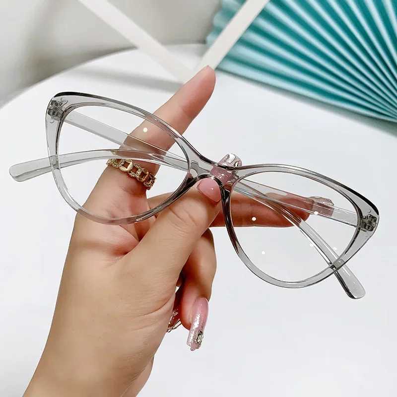New Fashion Unisex Cat Eye Plain Glasses for Women Pc Frame Glasses for Party Eyeglasses Female Decorative Spectacles GlassesX241008