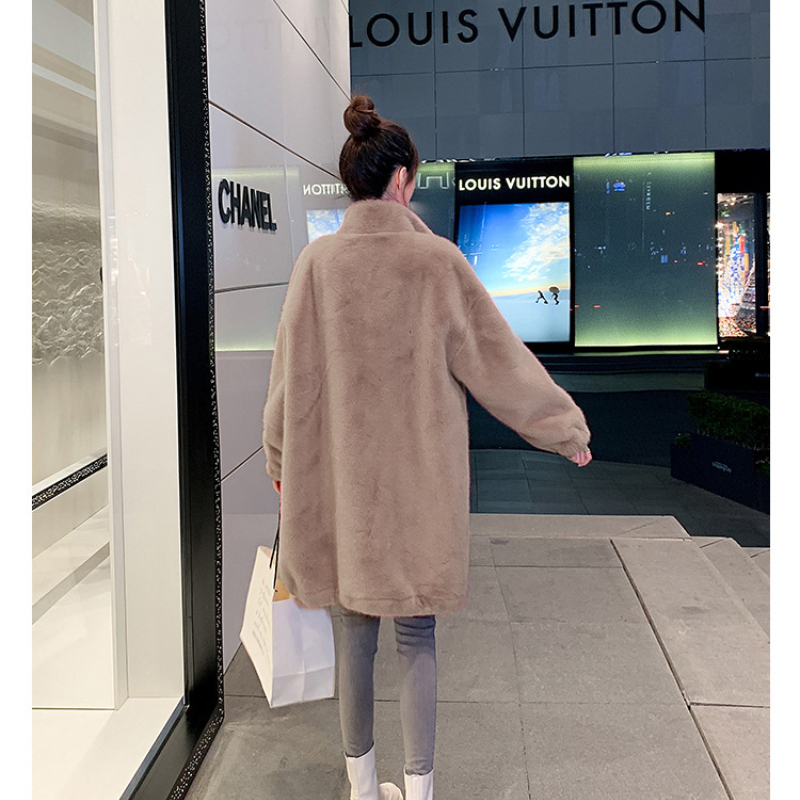 Loose Faux Women Winter Long Plush Teddy Female Lapel Fluffy Jacket Ladies Pink Fur Coat Oversized 2023 New 3Xl