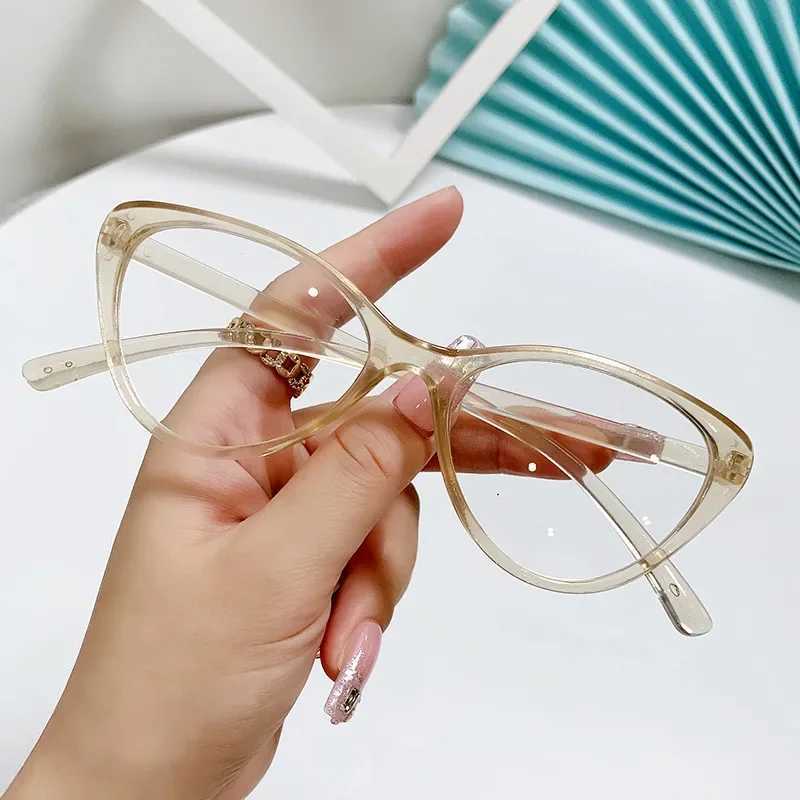 New Fashion Unisex Cat Eye Plain Glasses for Women Pc Frame Glasses for Party Eyeglasses Female Decorative Spectacles GlassesX241008