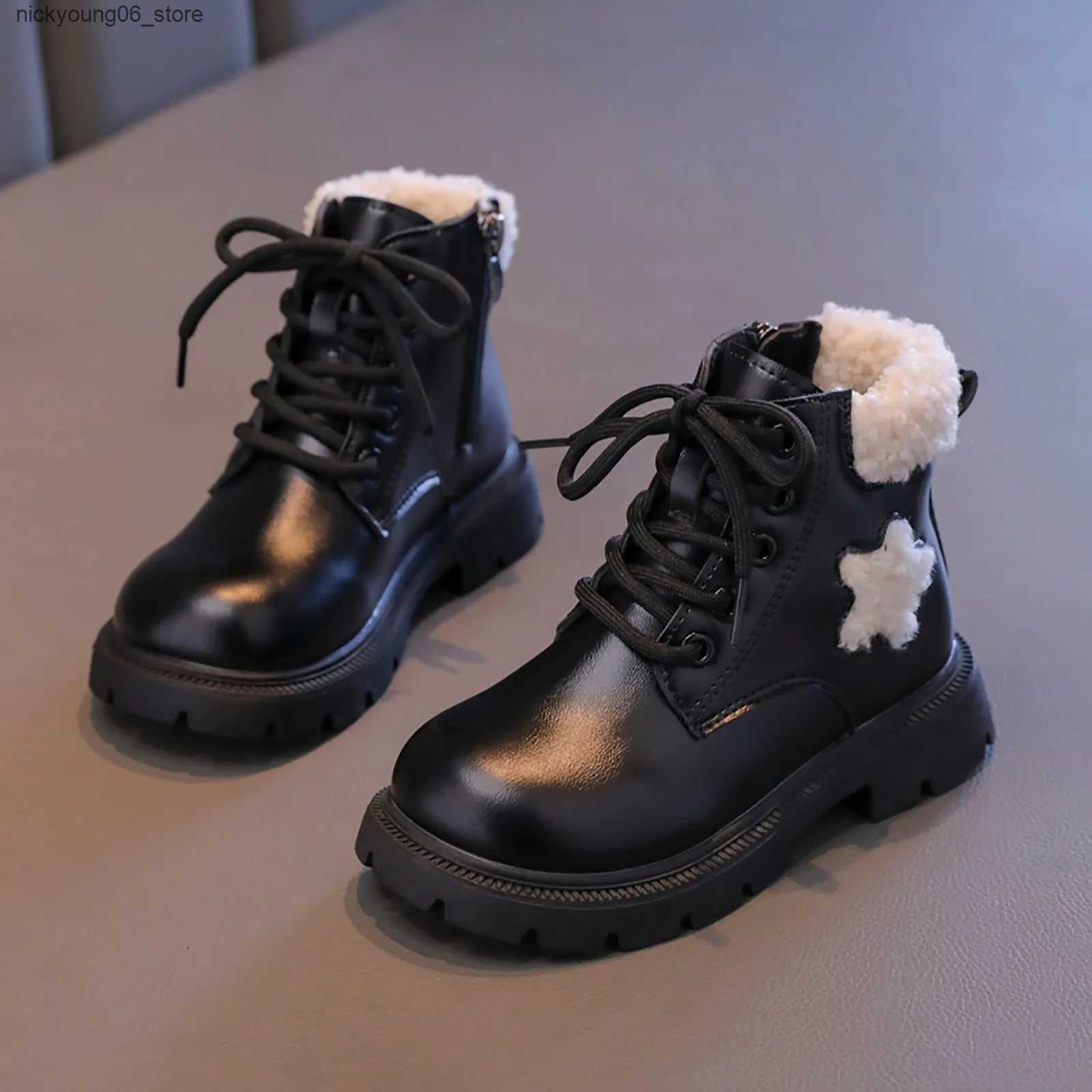 Boots Childrens Winter Warm Non-Slip Boots Girls Ankle Boots Low Block Heel Booties Childrens Shoes Kids Boys Girls Boots Botas L240910