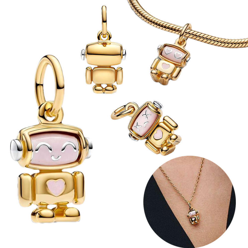 925 2024 New Spinnable Face Robot Apple Scarab Beetle Medallion Avocado Friendship Opalescent Double Dangle Charm Dropshippring