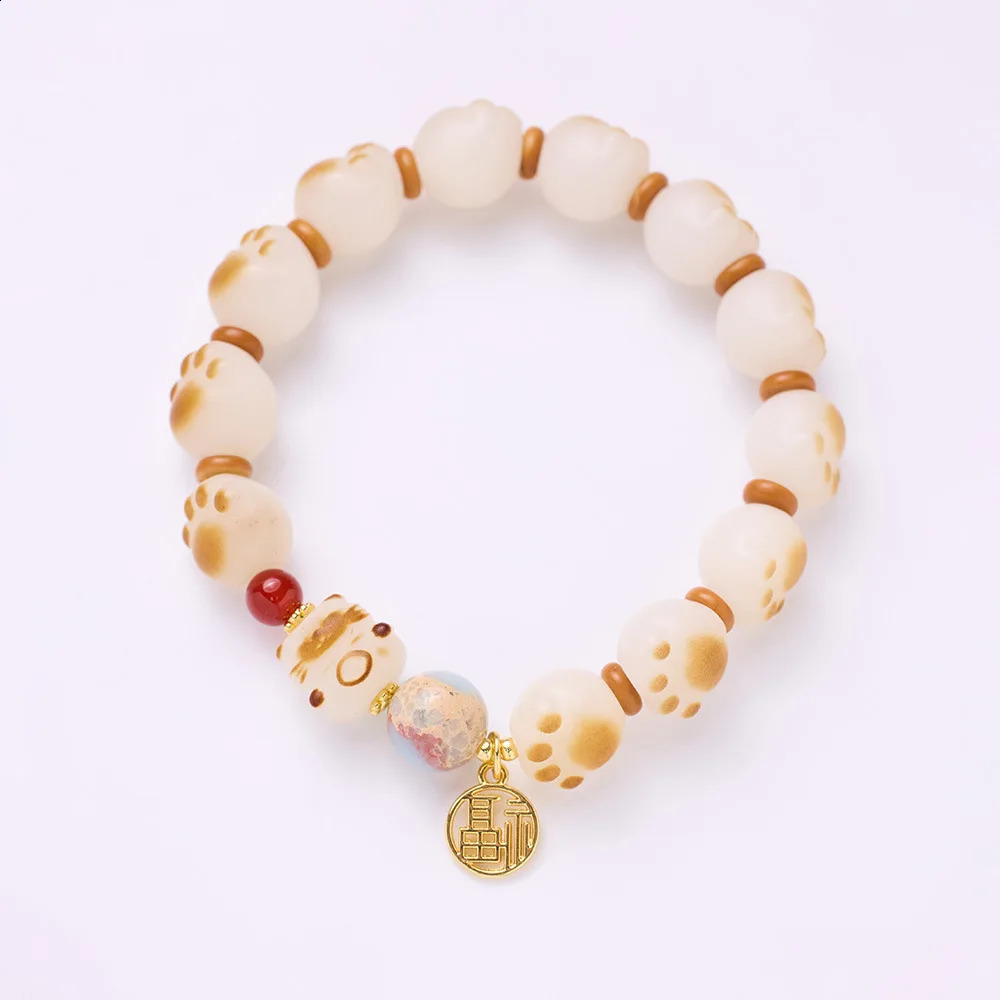 100% natural white jade sweet cat paw agate 14K gold filled womens bracelet jewelry suitable for girlfriend gifts no fading 240925