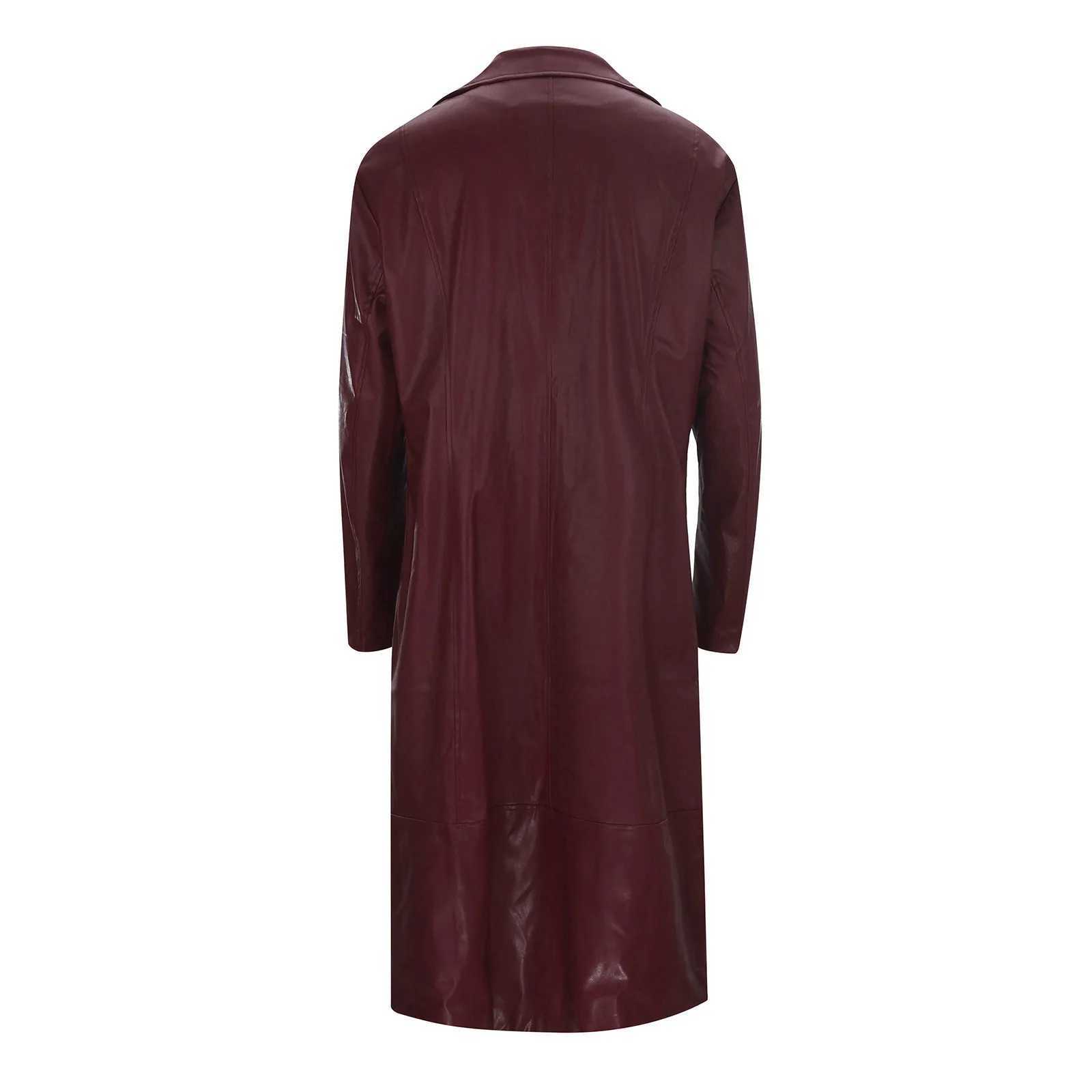 2024 mens artificial leather trench fashion long sleeved autumn windproof jacket ultra-thin leather long sleeved jacket mens jacket W241007
