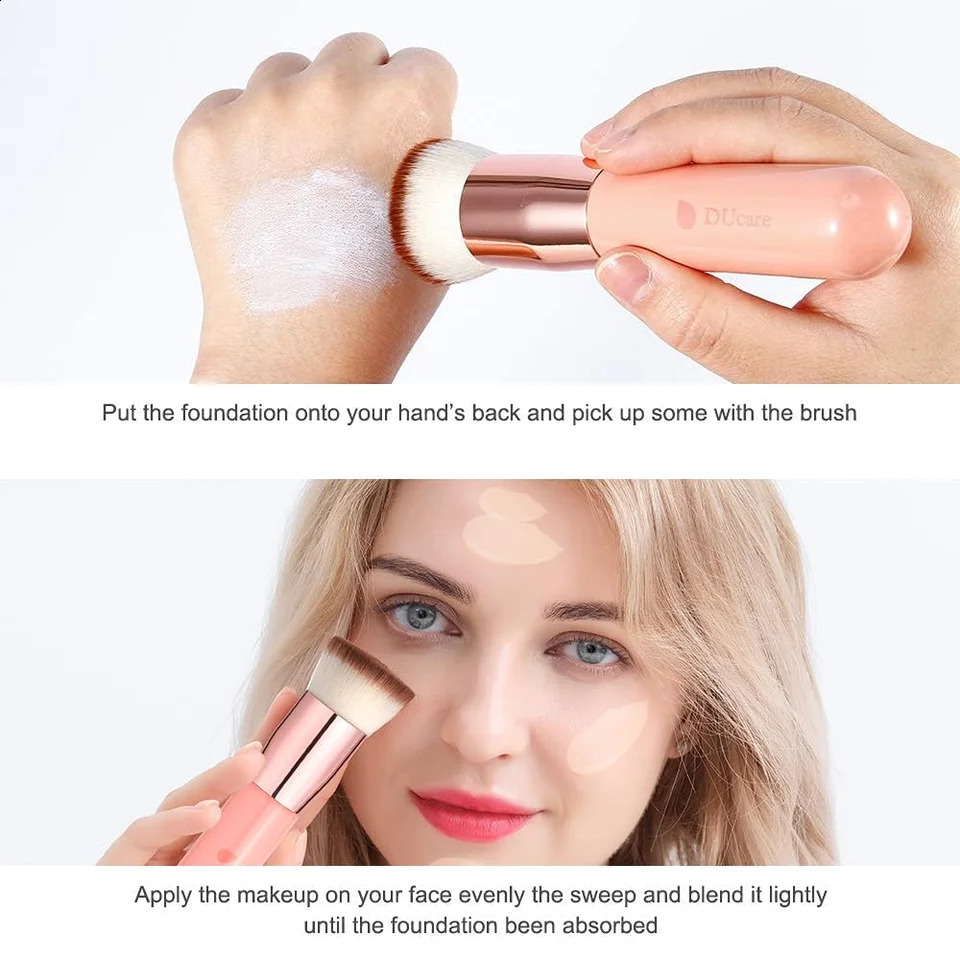 DUCARE Basic Brush Flat Top Kabuki Makeup Brush Synthetic Hair Liquid Mixed Mineral Powder Buffer Stickers Cosmetics 241008