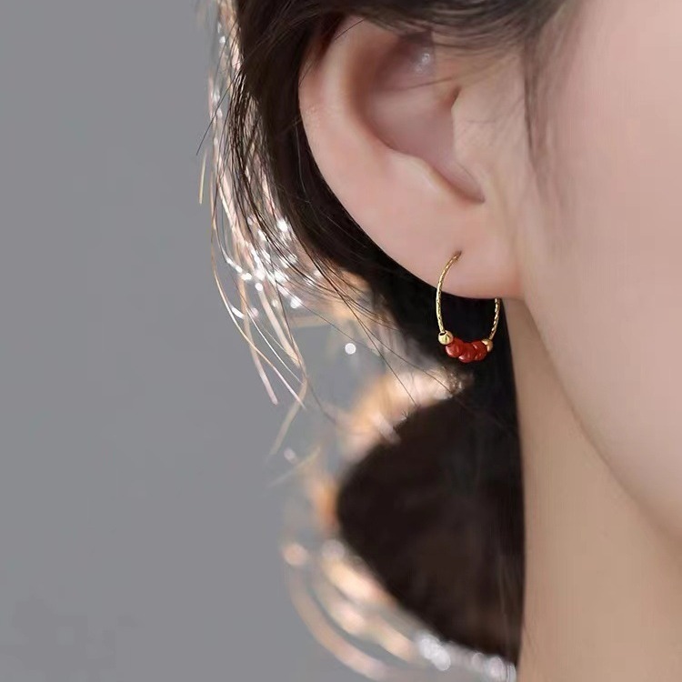Pure sier needle, New Year earrings, 2024 new niche earrings