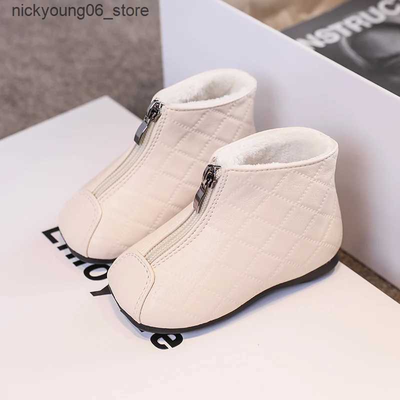 Boots Girls Boots Versatile Soft Breatheable Baby First Walker Shoes Front Zipper Solid Color Casual Kids Fashion Cotton Boots Simple L240910