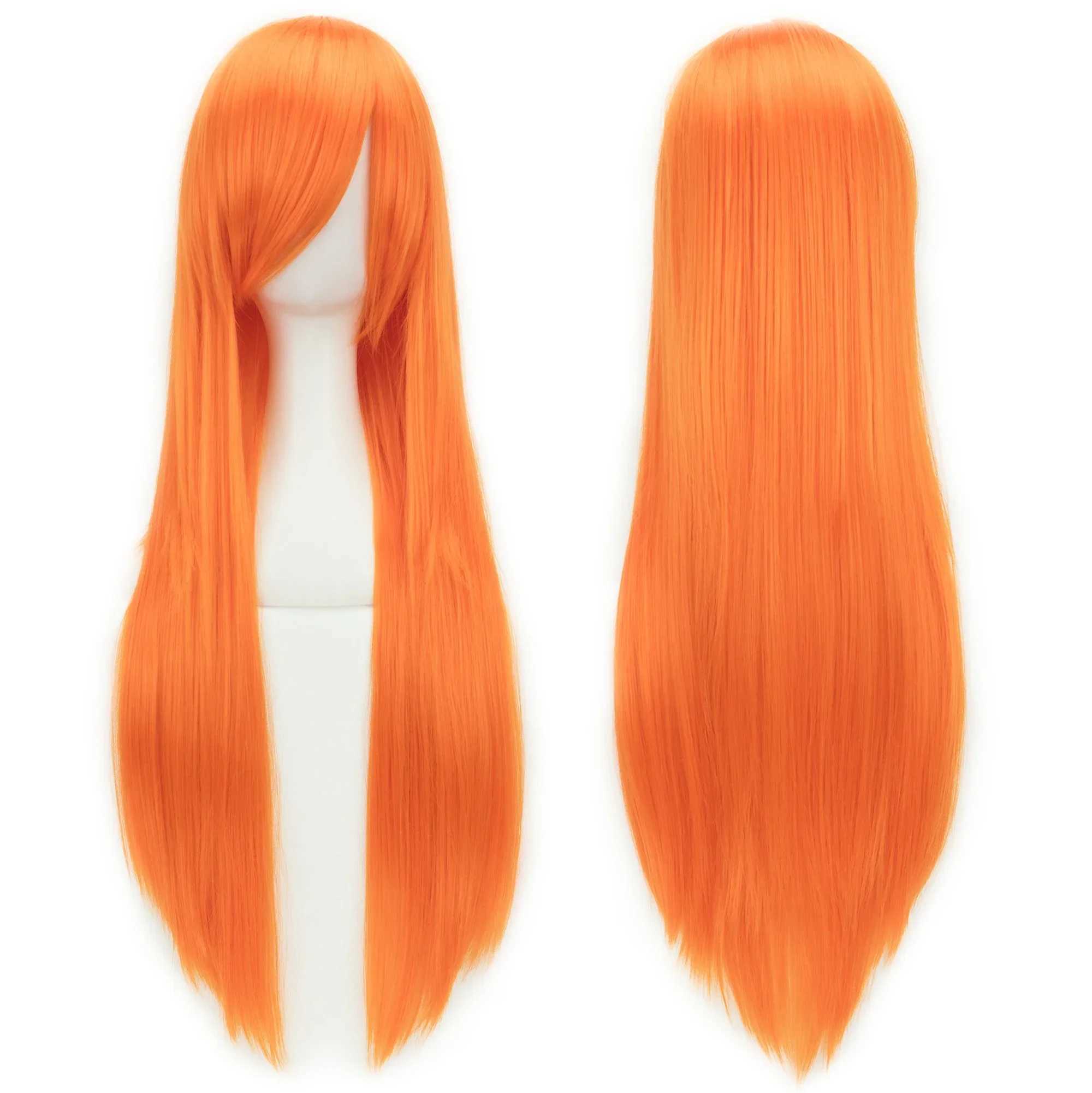 80cm Long Synthetic Hair Women Blue Wig Burgundy Gray Straight Party Hair Cosplay Wigs False Hair Green WigsXJ241008