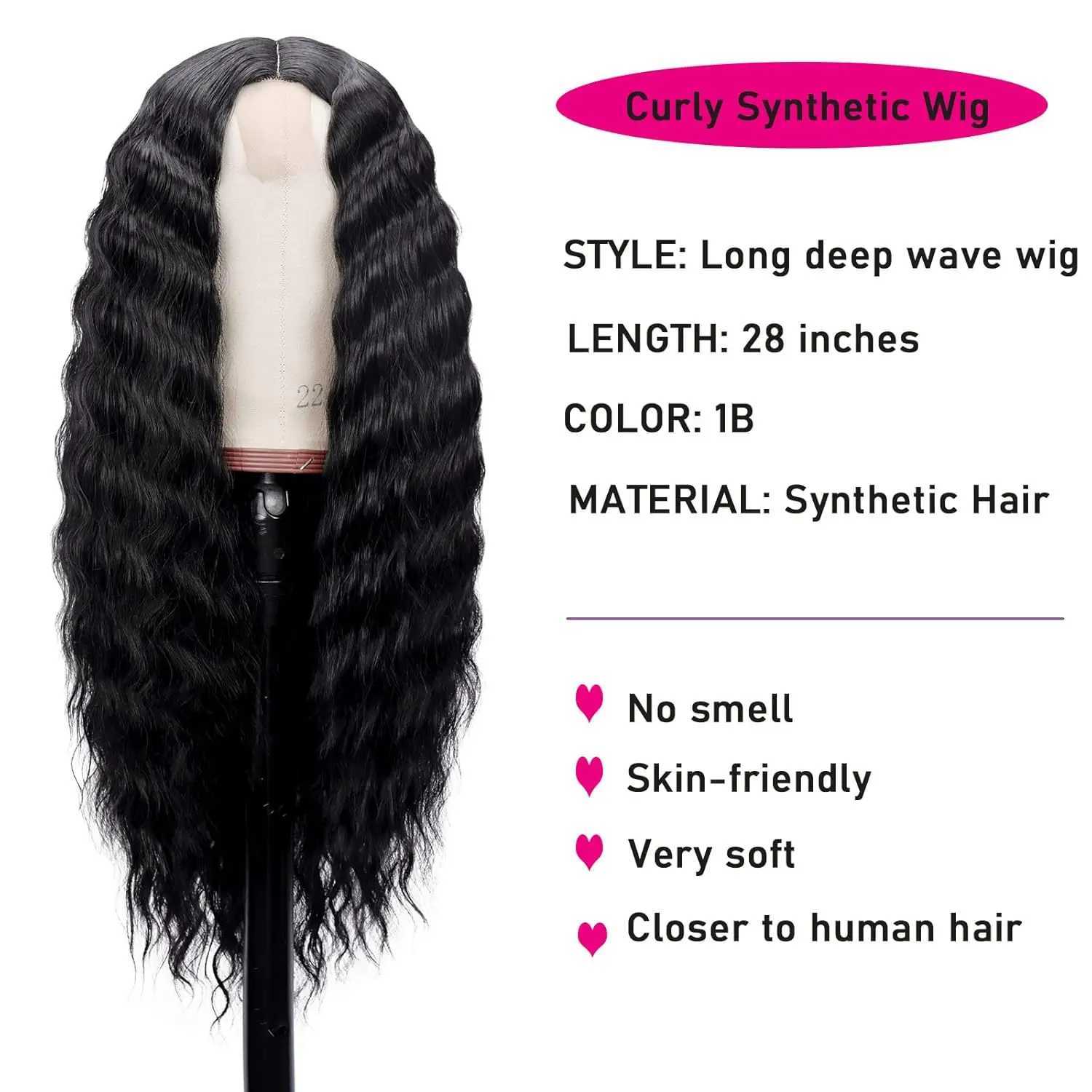 Synthetic Long Curly Wigs for Women Black Lace Front Wig Curly Wigs Deep Wave Wig Natural Crimps Curls Wigs for Daily Party UseXJ241008
