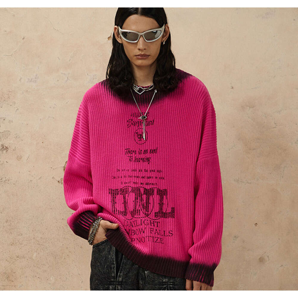 #OVDY 2023 American printed sweater with hand-painted craftsmanship, high-end oversize style top
