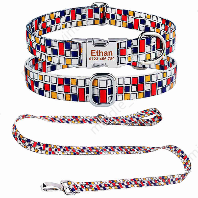 Beautiful Japanese Style Collar, Pull-on Nylon For Medium Large Dogs, Dog Leash, Pet Collar Chain, Metal Buckle And Traction Rope