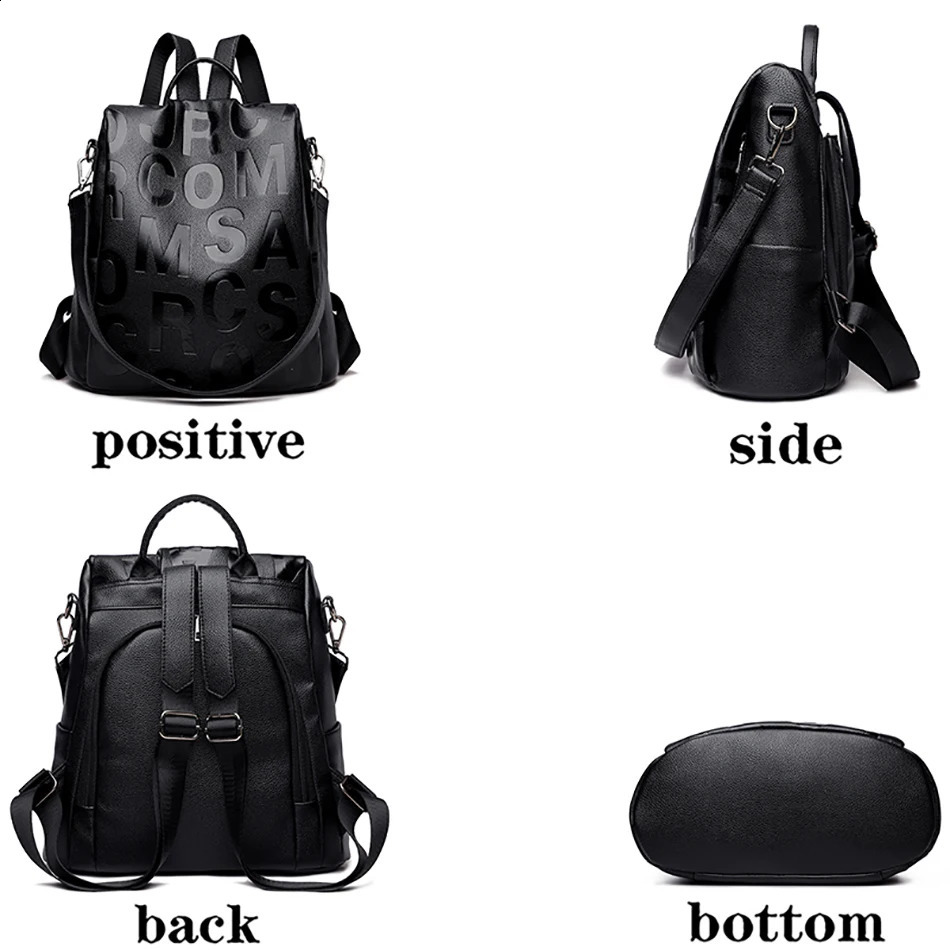 Womens Backpack High Quality Soft Leather School Girls Large Capacity Anti theft Travel Sac 241008