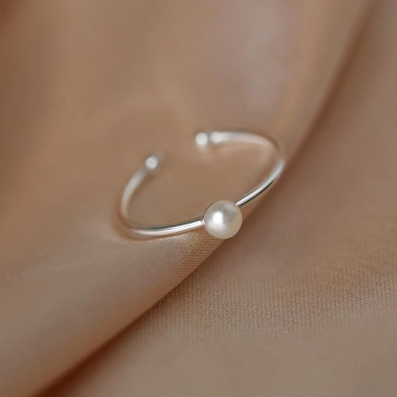 pearl niche, light luxury, high-end, tail female index finger open ring, plain ring