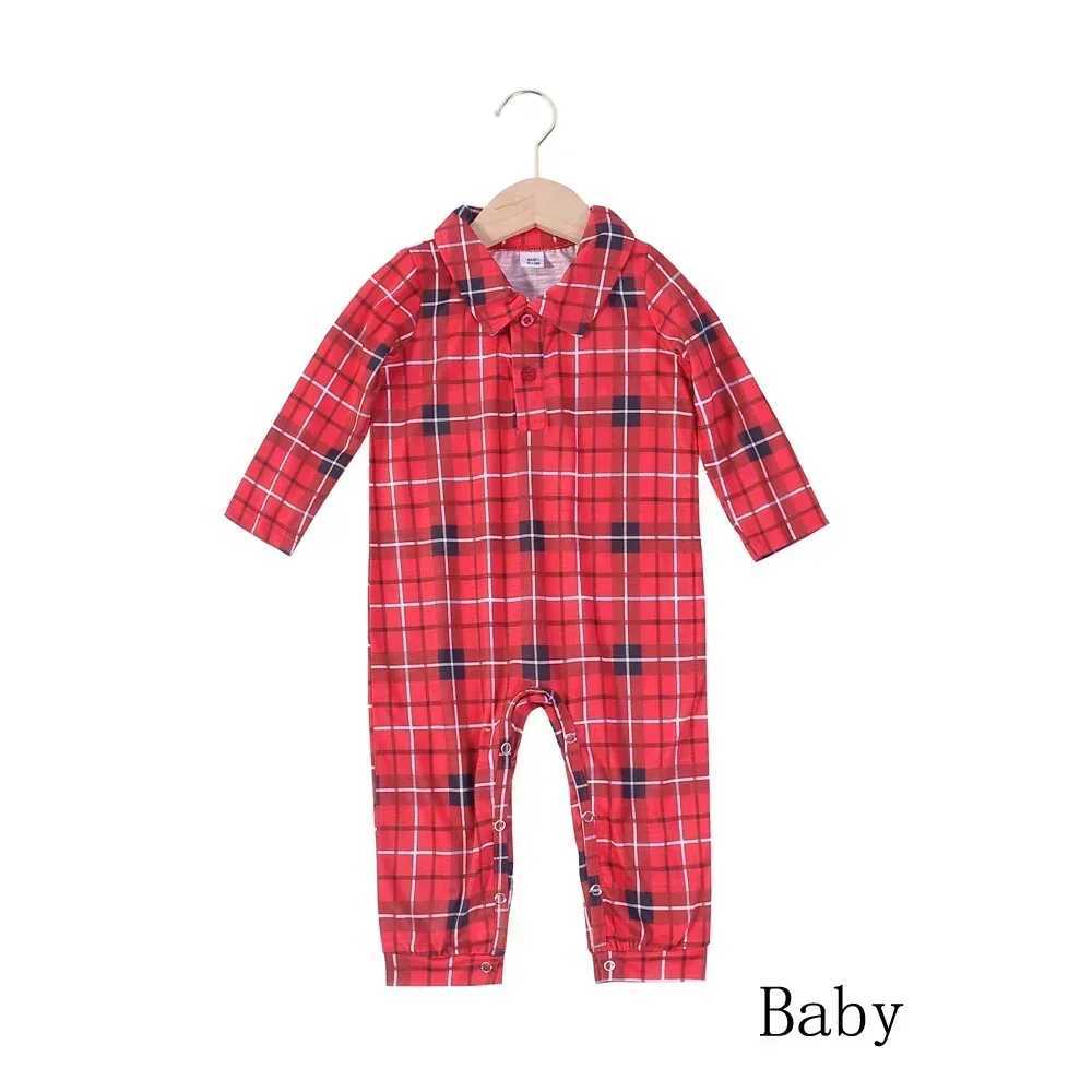 Christmas Pajamas Parent-child Matching Outfits Plaid Print Shirt+Pants 2 Pieces Suit Baby Dog Romper Sleepwear Xmas Family LookXJ241008