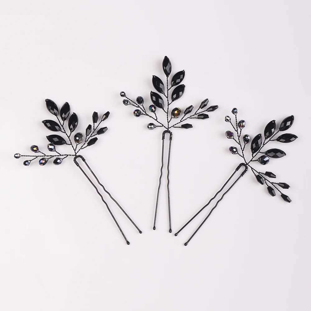Womens black crystal hair clip simple party girl hair accessory wedding hair accessory bridal hair accessory W241007