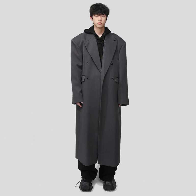 SYUHGFA Tide Mens Long Coat Korean Style High end Simple Casual Knee Coat Autumn Trend Winter Windproof W241007