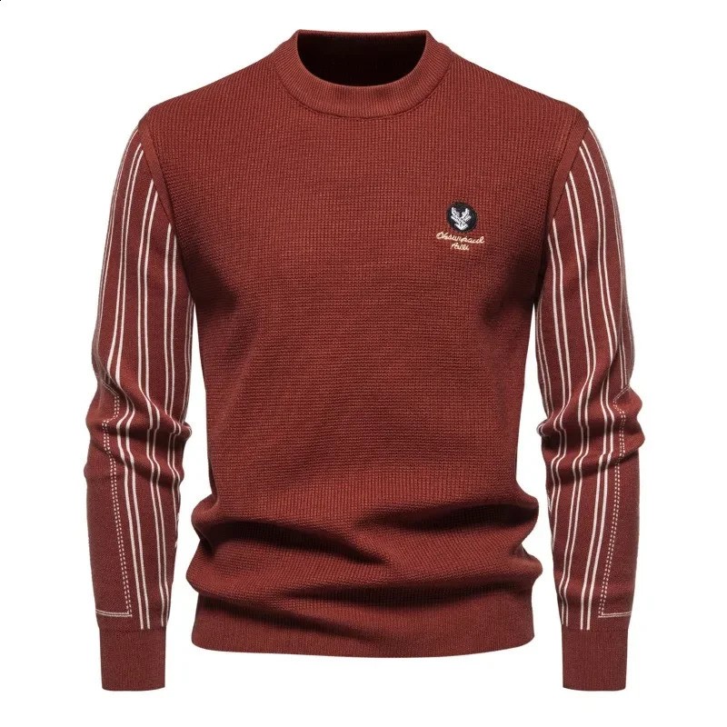 Autumn and Winter Mens Knitted Sweater Fashionable Slim Fit Comfortable Pullover Round Neck Sweaters 240930