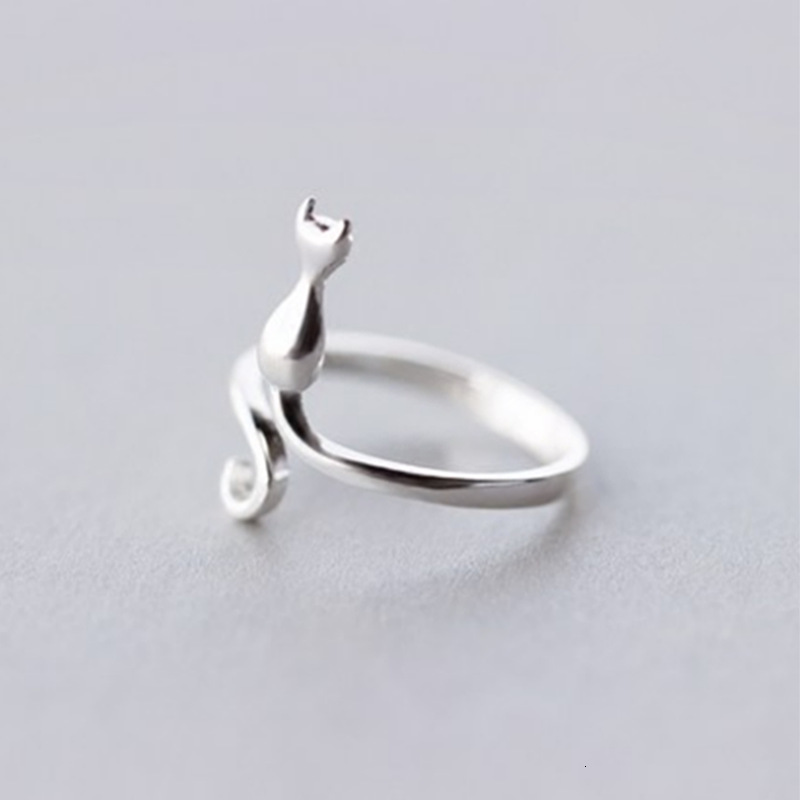 Silver Plated Women's Forest Sweet Cat Open Index Finger Ring Children