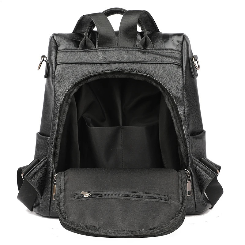 Womens Backpack High Quality Soft Leather School Girls Large Capacity Anti theft Travel Sac 241008